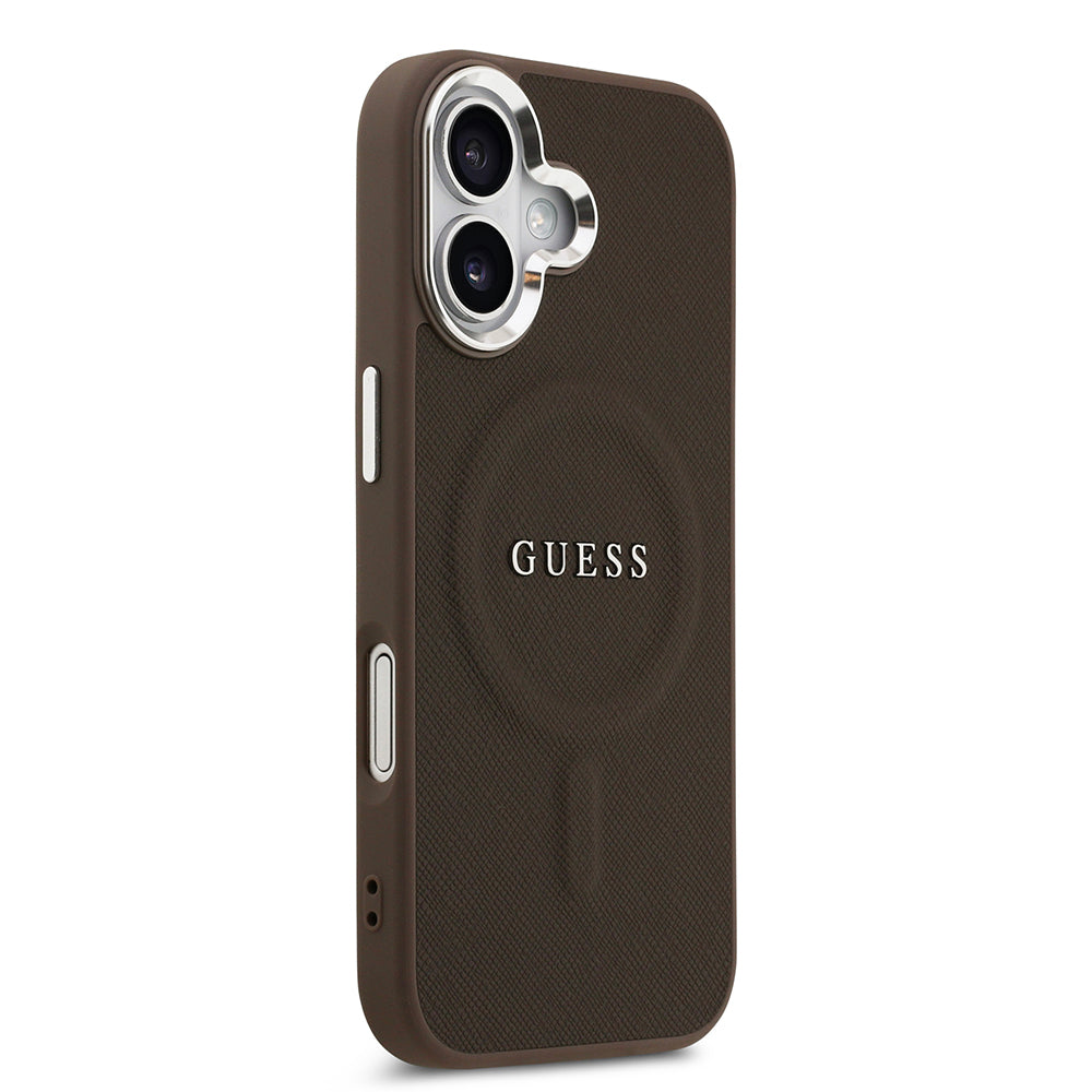 iPhone 17 Kılıf Guess Orjinal Lisanslı M-safe Şarj Özellikli Klasik Yazı Logolu PU Deri Kapak