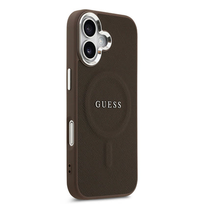iPhone 17 Kılıf Guess Orjinal Lisanslı M-safe Şarj Özellikli Klasik Yazı Logolu PU Deri Kapak