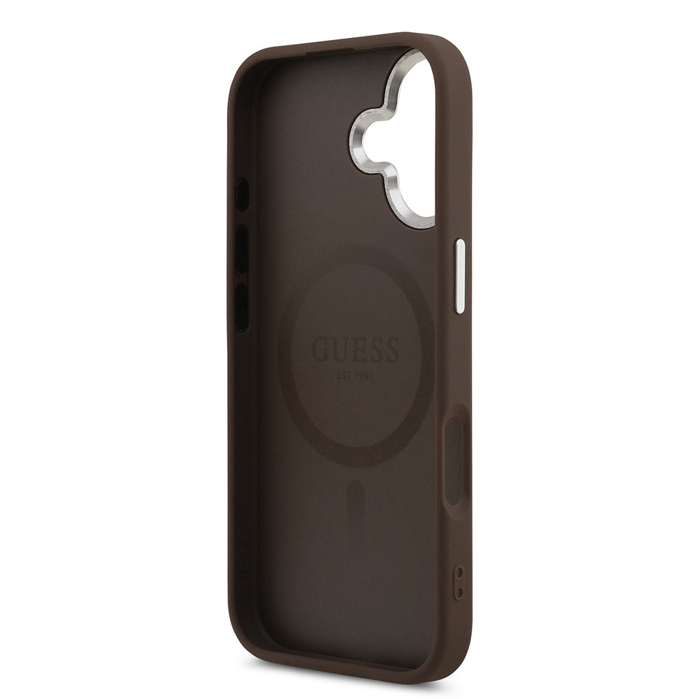 iPhone 17 Kılıf Guess Orjinal Lisanslı M-safe Şarj Özellikli Klasik Yazı Logolu PU Deri Kapak