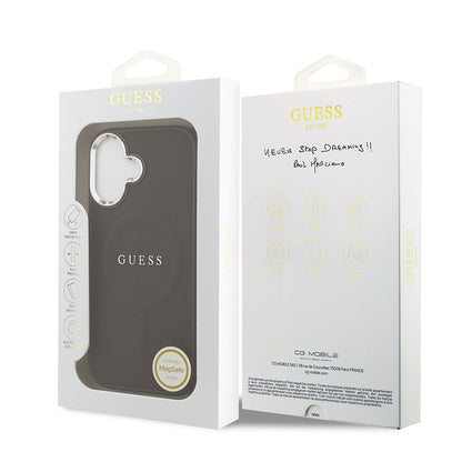 iPhone 17 Kılıf Guess Orjinal Lisanslı M-safe Şarj Özellikli Klasik Yazı Logolu PU Deri Kapak