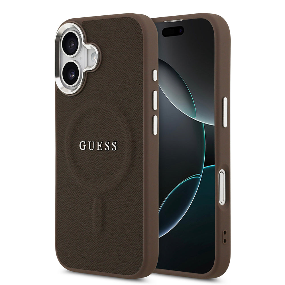 iPhone 17 Kılıf Guess Orjinal Lisanslı M-safe Şarj Özellikli Klasik Yazı Logolu PU Deri Kapak