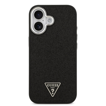 iPhone 17 Kılıf Guess Orjinal Lisanslı M-safe Şarj Özellikli Metal Kamera Çerçeveli Üçgen Logolu Glitter Kapak