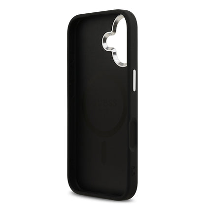 iPhone 17 Kılıf Guess Orjinal Lisanslı M-safe Şarj Özellikli Metal Kamera Çerçeveli Üçgen Logolu Glitter Kapak