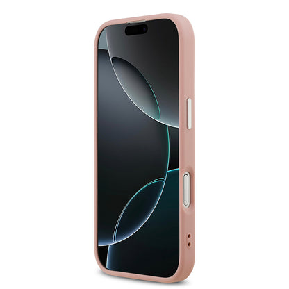 iPhone 17 Kılıf Guess Orjinal Lisanslı M-safe Şarj Özellikli Metal Kamera Çerçeveli Üçgen Logolu Glitter Kapak