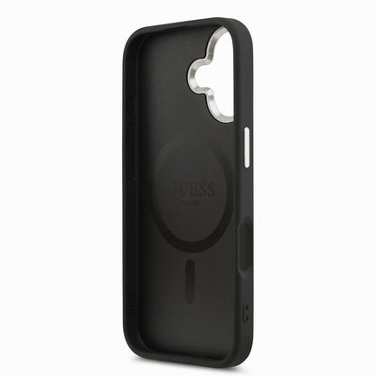 iPhone 17 Kılıf Guess Orjinal Lisanslı M-safe Şarj Özellikli PU Deri Metal Kamera Çerçeveli Üçgen Logolu Kapak
