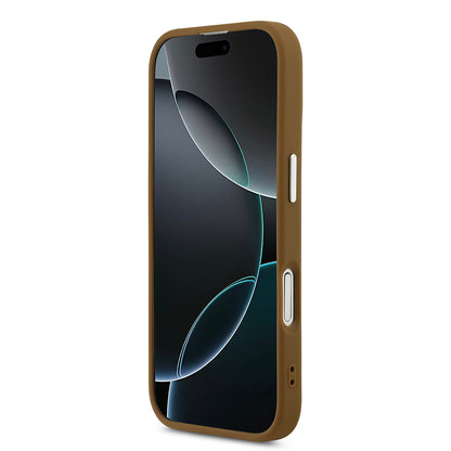 iPhone 17 Kılıf Guess Orjinal Lisanslı M-safe Şarj Özellikli PU Deri Metal Kamera Çerçeveli Üçgen Logolu Kapak