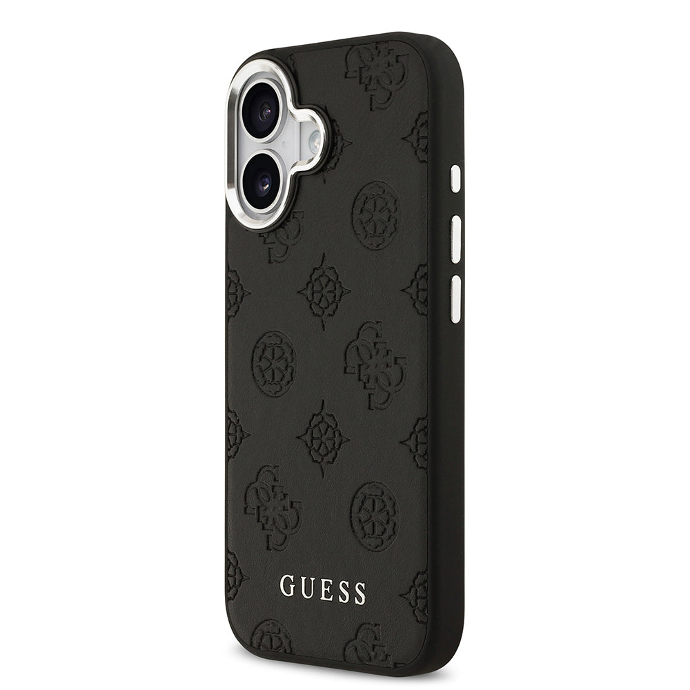 iPhone 17 Kılıf Guess Orjinal Lisanslı M-safe Şarj Özellikli Sıcak Baskılı Klasik Yazı Logolu PU Deri Peony Kapak