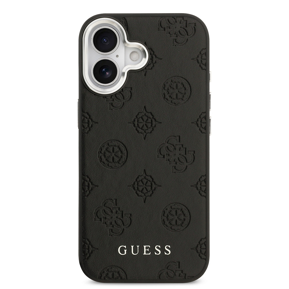 iPhone 17 Kılıf Guess Orjinal Lisanslı M-safe Şarj Özellikli Sıcak Baskılı Klasik Yazı Logolu PU Deri Peony Kapak