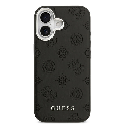 iPhone 17 Kılıf Guess Orjinal Lisanslı M-safe Şarj Özellikli Sıcak Baskılı Klasik Yazı Logolu PU Deri Peony Kapak