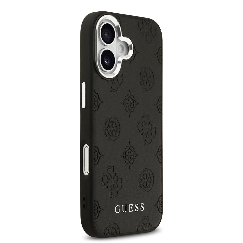 iPhone 17 Kılıf Guess Orjinal Lisanslı M-safe Şarj Özellikli Sıcak Baskılı Klasik Yazı Logolu PU Deri Peony Kapak