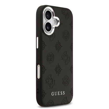 iPhone 17 Kılıf Guess Orjinal Lisanslı M-safe Şarj Özellikli Sıcak Baskılı Klasik Yazı Logolu PU Deri Peony Kapak