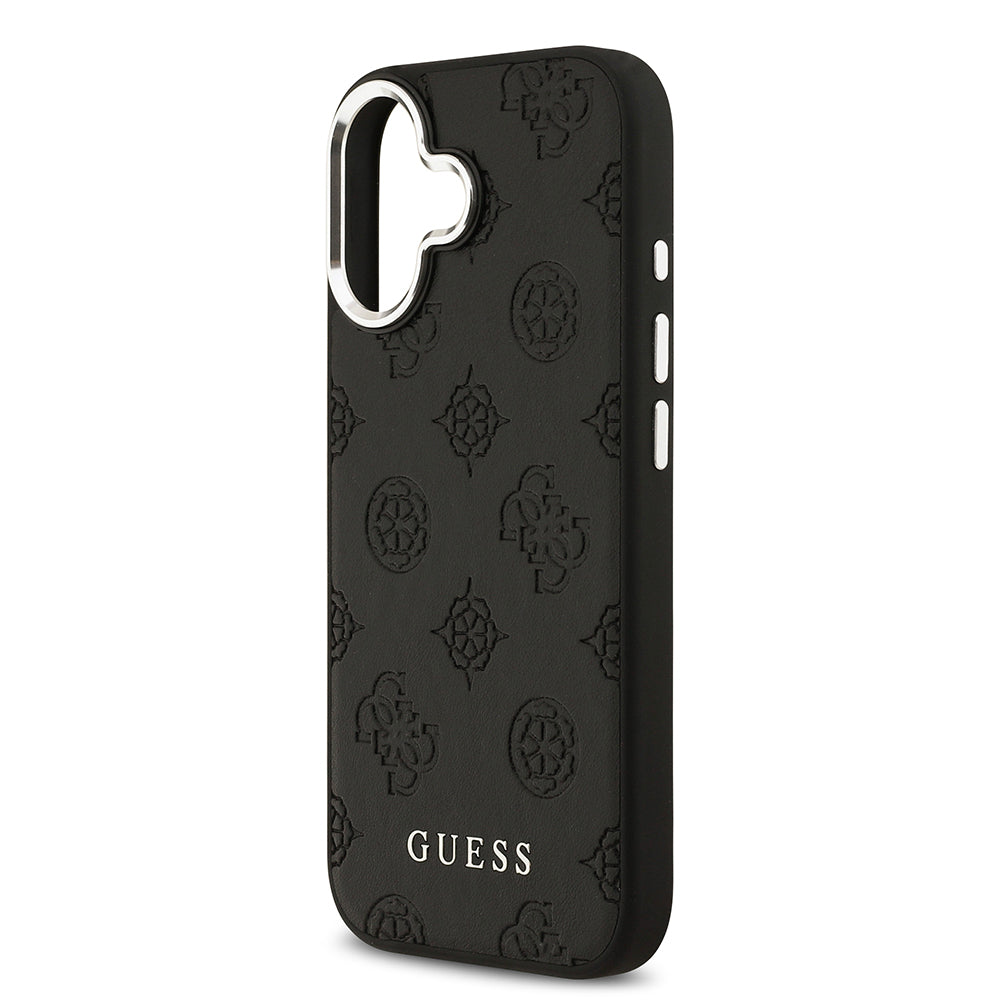 iPhone 17 Kılıf Guess Orjinal Lisanslı M-safe Şarj Özellikli Sıcak Baskılı Klasik Yazı Logolu PU Deri Peony Kapak