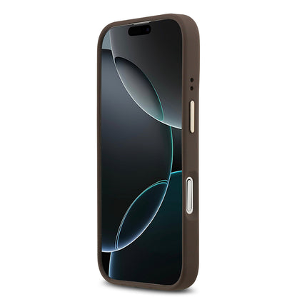iPhone 17 Kılıf Guess Orjinal Lisanslı M-safe Şarj Özellikli Sıcak Baskılı Yazı Logolu PU Deri Peony Kapak