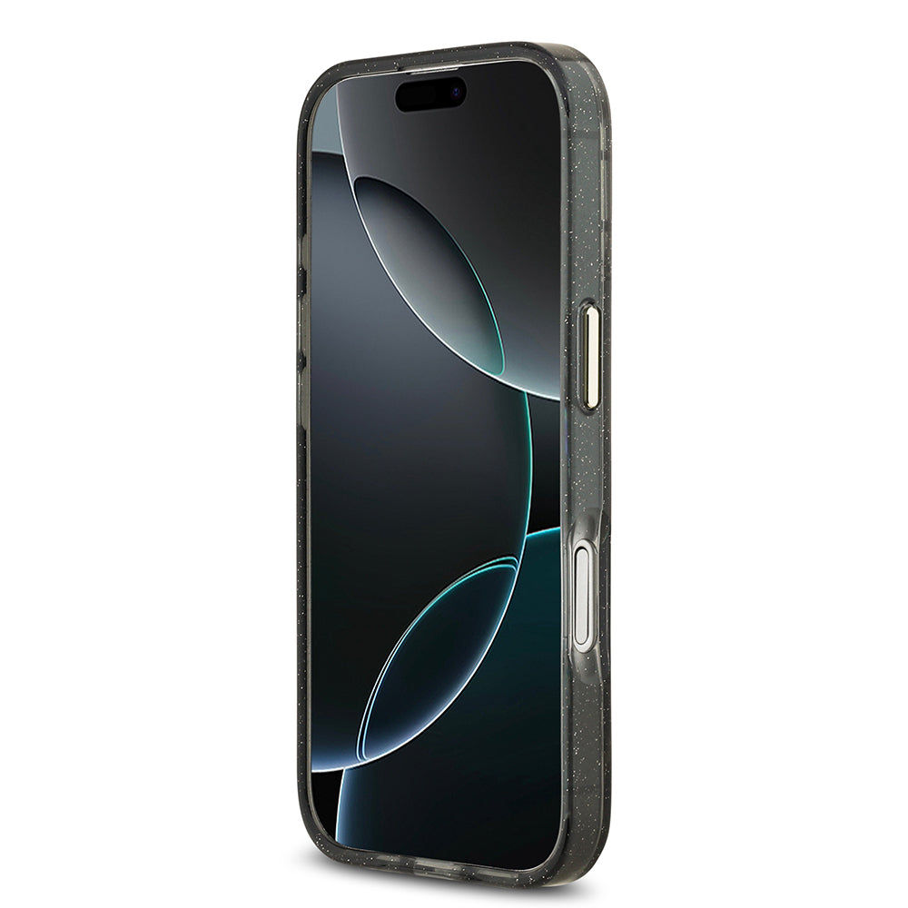 iPhone 17 Kılıf Guess Orjinal Lisanslı M-safe Şarj Özellikli Simli Çiçek Desenli Metal Kamera Çerçeveli Üçgen Logolu Kapak
