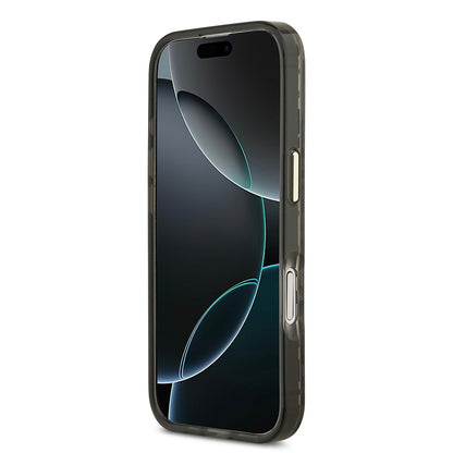 iPhone 17 Kılıf Guess Orjinal Lisanslı M-safe Şarj Özellikli Üçgen Logolu Simli Leopar Desenli Kapak