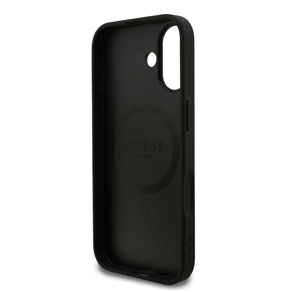 iPhone 17 Kılıf Guess Orjinal Lisanslı M-safe Şarj Özellikli Yazı Logolu PU Deri Kapak