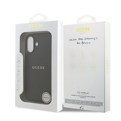 iPhone 17 Kılıf Guess Orjinal Lisanslı M-safe Şarj Özellikli Yazı Logolu PU Deri Kapak