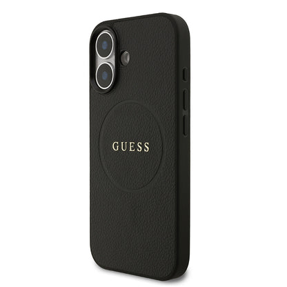 iPhone 17 Kılıf Guess Orjinal Lisanslı M-safe Şarj Özellikli Yazı Logolu PU Deri Kapak
