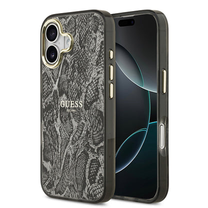 iPhone 17 Kılıf Guess Orjinal Lisanslı M-safe Şarj Özellikli Yazı Logolu Python Desenli Kapak