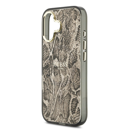 iPhone 17 Kılıf Guess Orjinal Lisanslı M-safe Şarj Özellikli Yazı Logolu Python Desenli Kapak