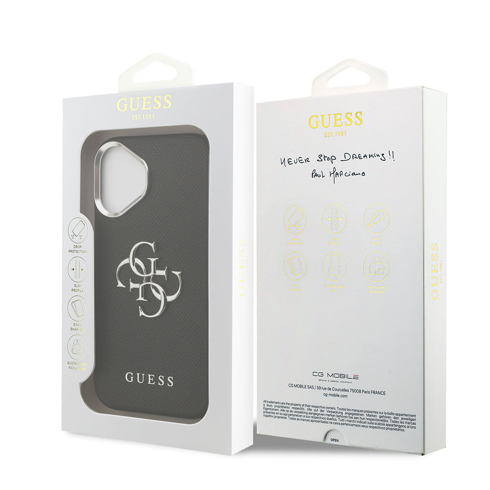 iPhone 17 Kılıf Guess Orjinal Lisanslı PU Deri 4G Büyük Metal Logo Dizaynlı Kapak
