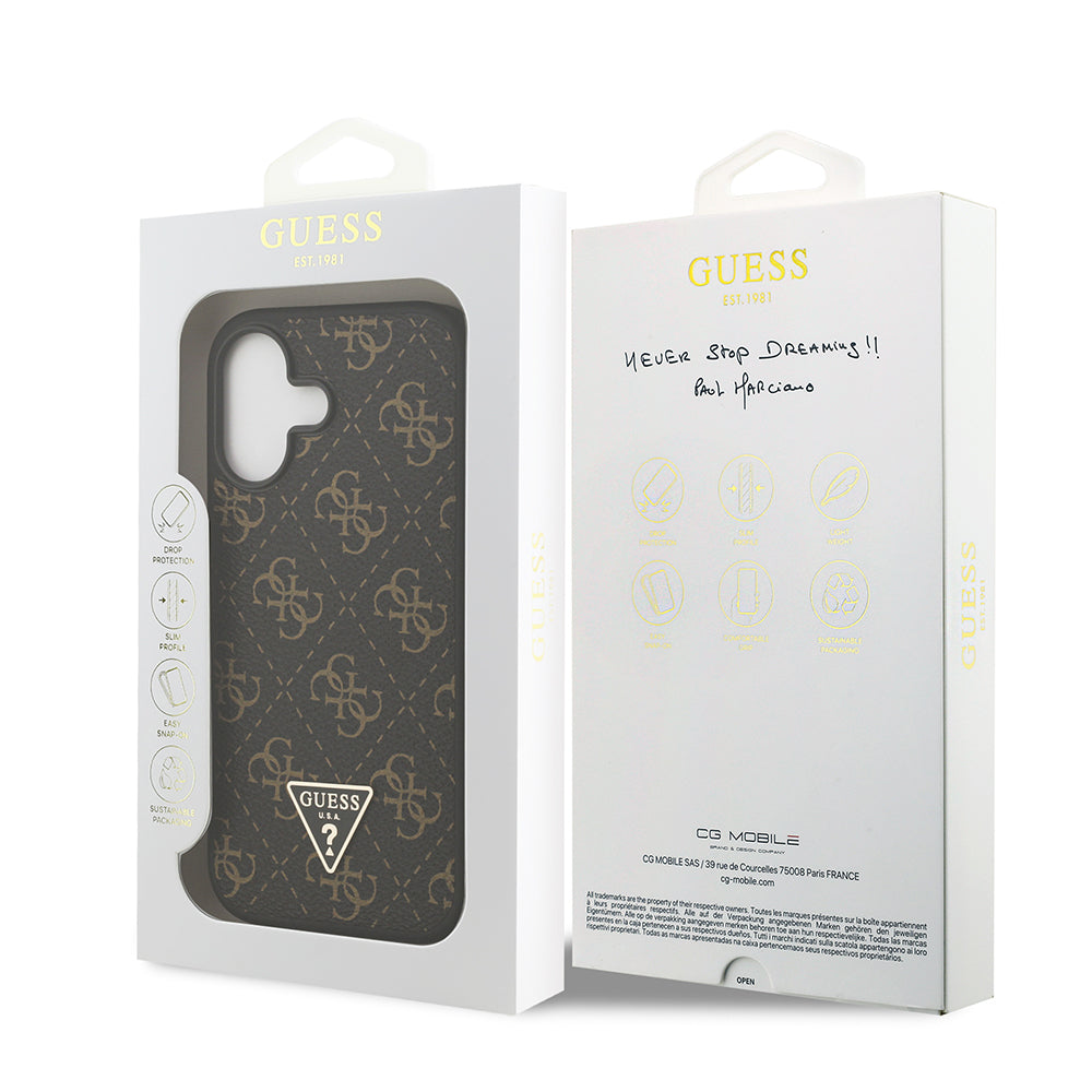 iPhone 17 Kılıf Guess Orjinal Lisanslı PU Deri 4G Desenli Üçgen Logolu Kapak