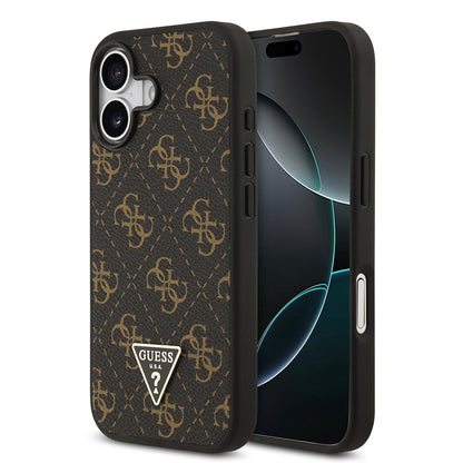 iPhone 17 Kılıf Guess Orjinal Lisanslı PU Deri 4G Desenli Üçgen Logolu Kapak