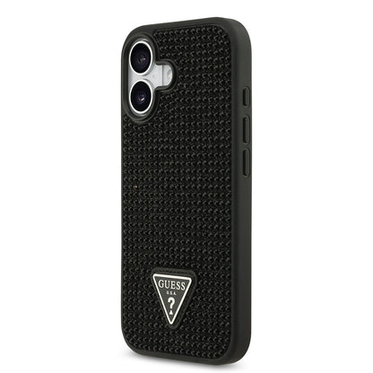 iPhone 17 Kılıf Guess Orjinal Lisanslı Taşlı Arka Yüzey Üçgen Logolu Kapak