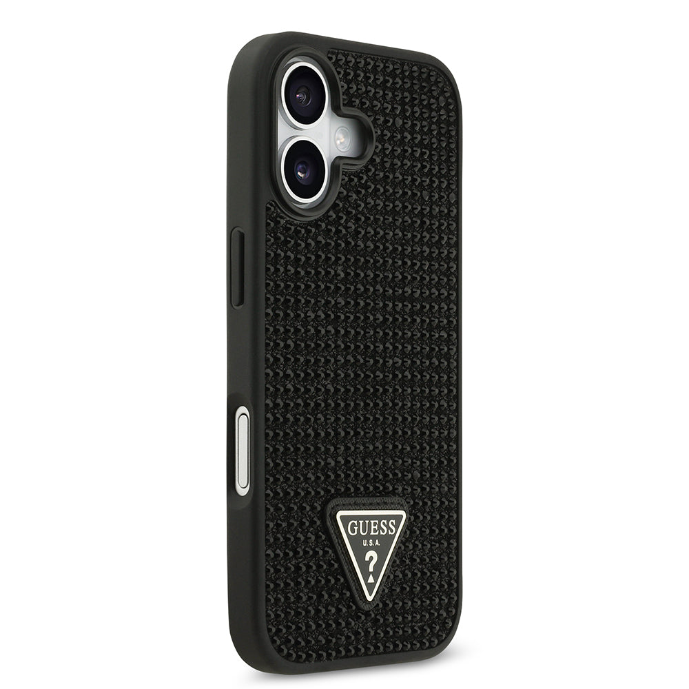 iPhone 17 Kılıf Guess Orjinal Lisanslı Taşlı Arka Yüzey Üçgen Logolu Kapak