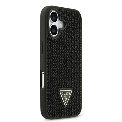 iPhone 17 Kılıf Guess Orjinal Lisanslı Taşlı Arka Yüzey Üçgen Logolu Kapak