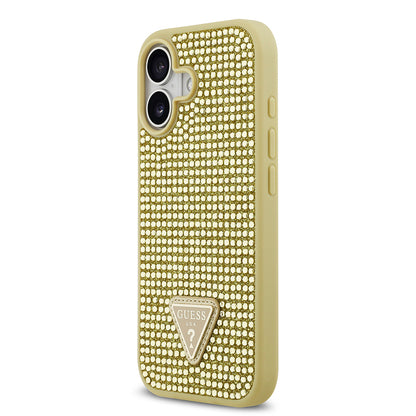 iPhone 17 Kılıf Guess Orjinal Lisanslı Taşlı Arka Yüzey Üçgen Logolu Kapak