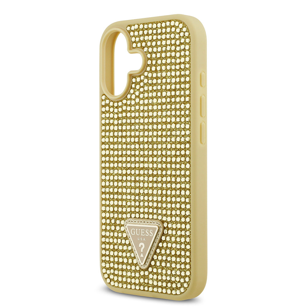 iPhone 17 Kılıf Guess Orjinal Lisanslı Taşlı Arka Yüzey Üçgen Logolu Kapak