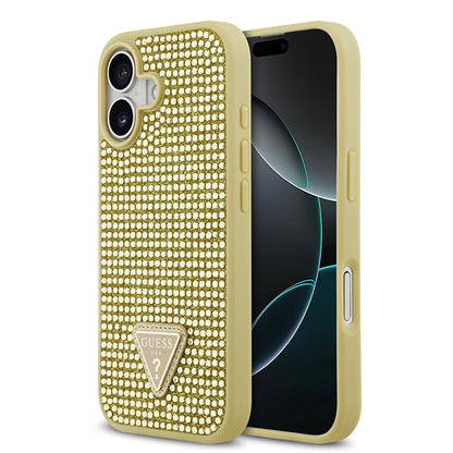 iPhone 17 Kılıf Guess Orjinal Lisanslı Taşlı Arka Yüzey Üçgen Logolu Kapak