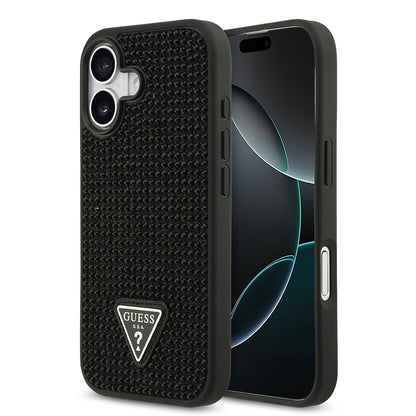 iPhone 17 Kılıf Guess Orjinal Lisanslı Taşlı Arka Yüzey Üçgen Logolu Kapak