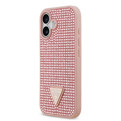 iPhone 17 Kılıf Guess Orjinal Lisanslı Taşlı Arka Yüzey Üçgen Logolu Kapak