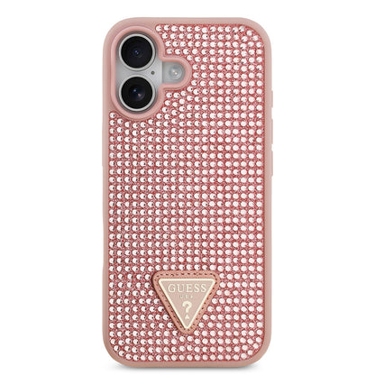 iPhone 17 Kılıf Guess Orjinal Lisanslı Taşlı Arka Yüzey Üçgen Logolu Kapak