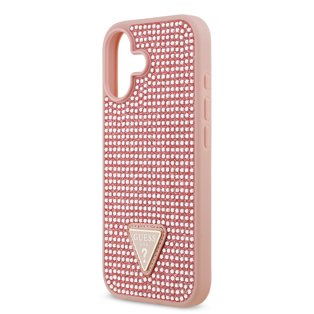 iPhone 17 Kılıf Guess Orjinal Lisanslı Taşlı Arka Yüzey Üçgen Logolu Kapak
