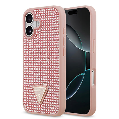 iPhone 17 Kılıf Guess Orjinal Lisanslı Taşlı Arka Yüzey Üçgen Logolu Kapak