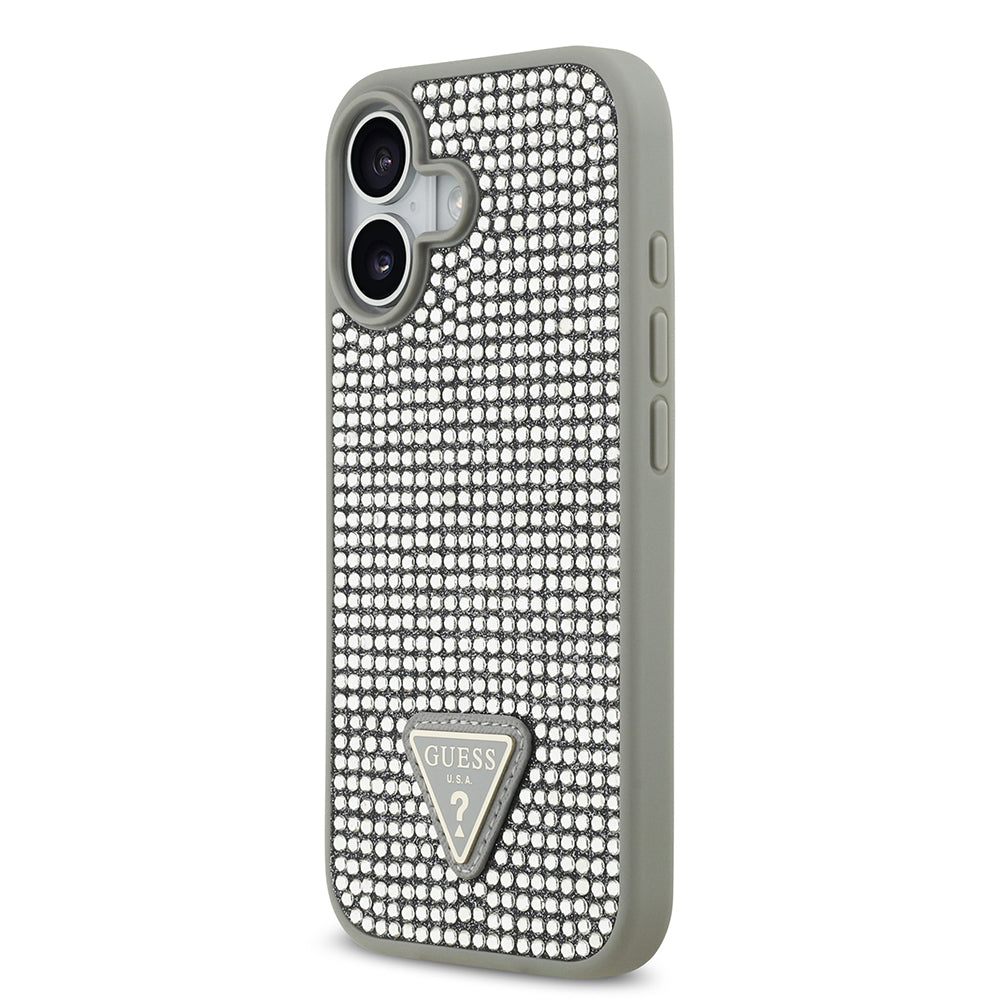 iPhone 17 Kılıf Guess Orjinal Lisanslı Taşlı Arka Yüzey Üçgen Logolu Kapak