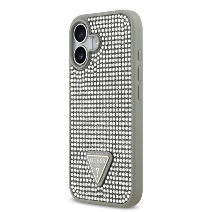 iPhone 17 Kılıf Guess Orjinal Lisanslı Taşlı Arka Yüzey Üçgen Logolu Kapak