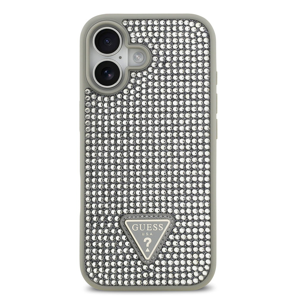 iPhone 17 Kılıf Guess Orjinal Lisanslı Taşlı Arka Yüzey Üçgen Logolu Kapak