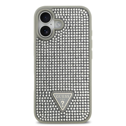 iPhone 17 Kılıf Guess Orjinal Lisanslı Taşlı Arka Yüzey Üçgen Logolu Kapak