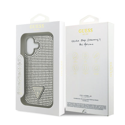 iPhone 17 Kılıf Guess Orjinal Lisanslı Taşlı Arka Yüzey Üçgen Logolu Kapak