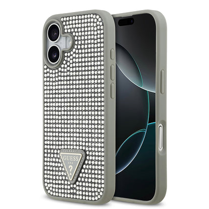 iPhone 17 Kılıf Guess Orjinal Lisanslı Taşlı Arka Yüzey Üçgen Logolu Kapak