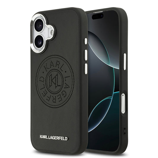 iPhone 17 Kılıf Karl Lagerfeld Orjinal Lisanslı M-safe Şarj Özellikli Delikli Tasarım Metal Logolu PU Deri Kapak
