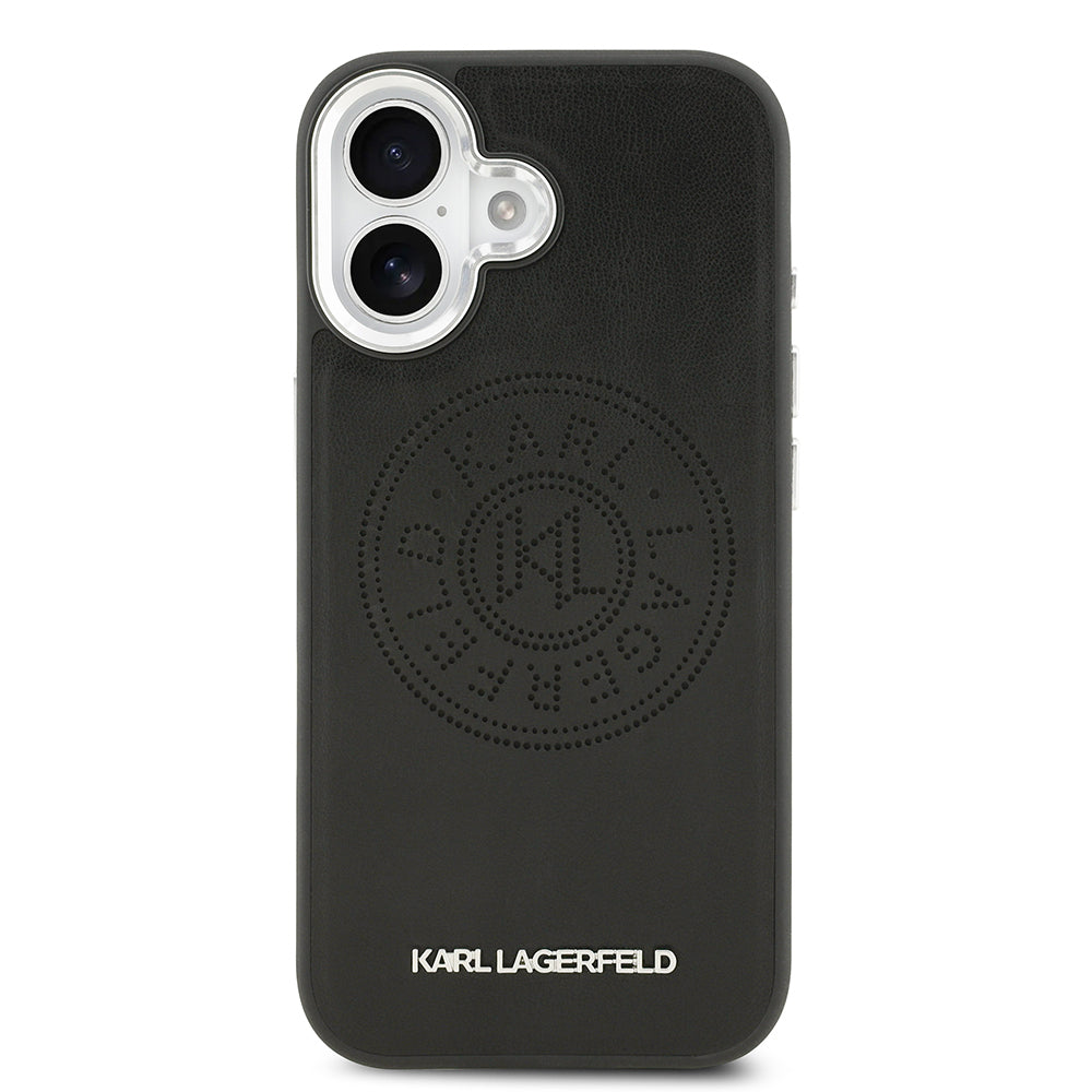 iPhone 17 Kılıf Karl Lagerfeld Orjinal Lisanslı M-safe Şarj Özellikli Delikli Tasarım Metal Logolu PU Deri Kapak