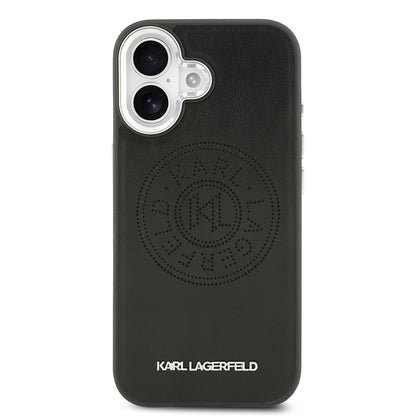 iPhone 17 Kılıf Karl Lagerfeld Orjinal Lisanslı M-safe Şarj Özellikli Delikli Tasarım Metal Logolu PU Deri Kapak