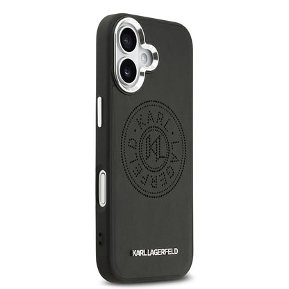 iPhone 17 Kılıf Karl Lagerfeld Orjinal Lisanslı M-safe Şarj Özellikli Delikli Tasarım Metal Logolu PU Deri Kapak