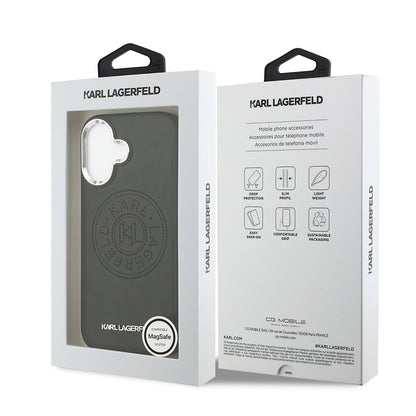 iPhone 17 Kılıf Karl Lagerfeld Orjinal Lisanslı M-safe Şarj Özellikli Delikli Tasarım Metal Logolu PU Deri Kapak