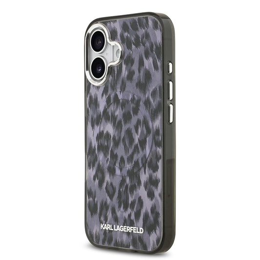 Apple iPhone 17 Kılıf Karl Lagerfeld Orjinal Lisanslı M-safe Şarj Özellikli IML Leopar Baskılı Kapak